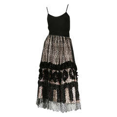 1950's Black Lace & Pink Silk Satin Skirt