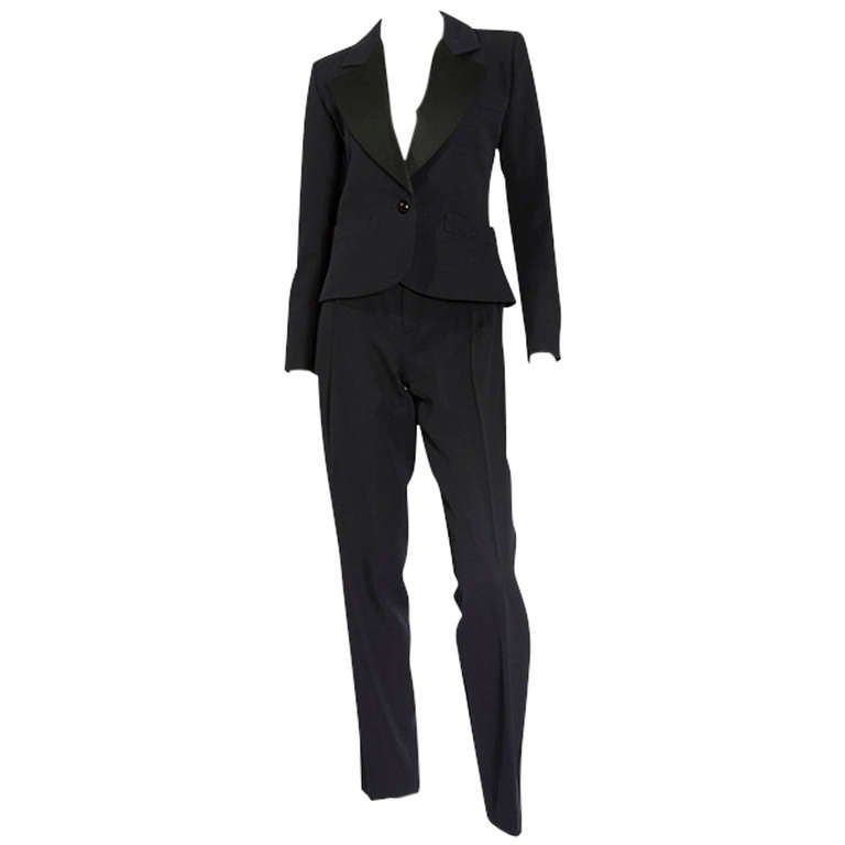 1980's Navy and Black Yves Saint Laurent 'Le Smoking' Tuxedo at 1stdibs