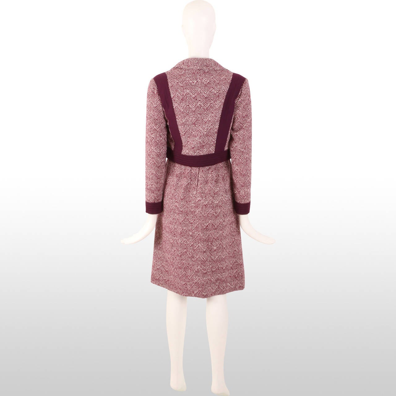 1960's Oscar de la Renta Boutique Plum Knit Wool Dress and Jacket 1