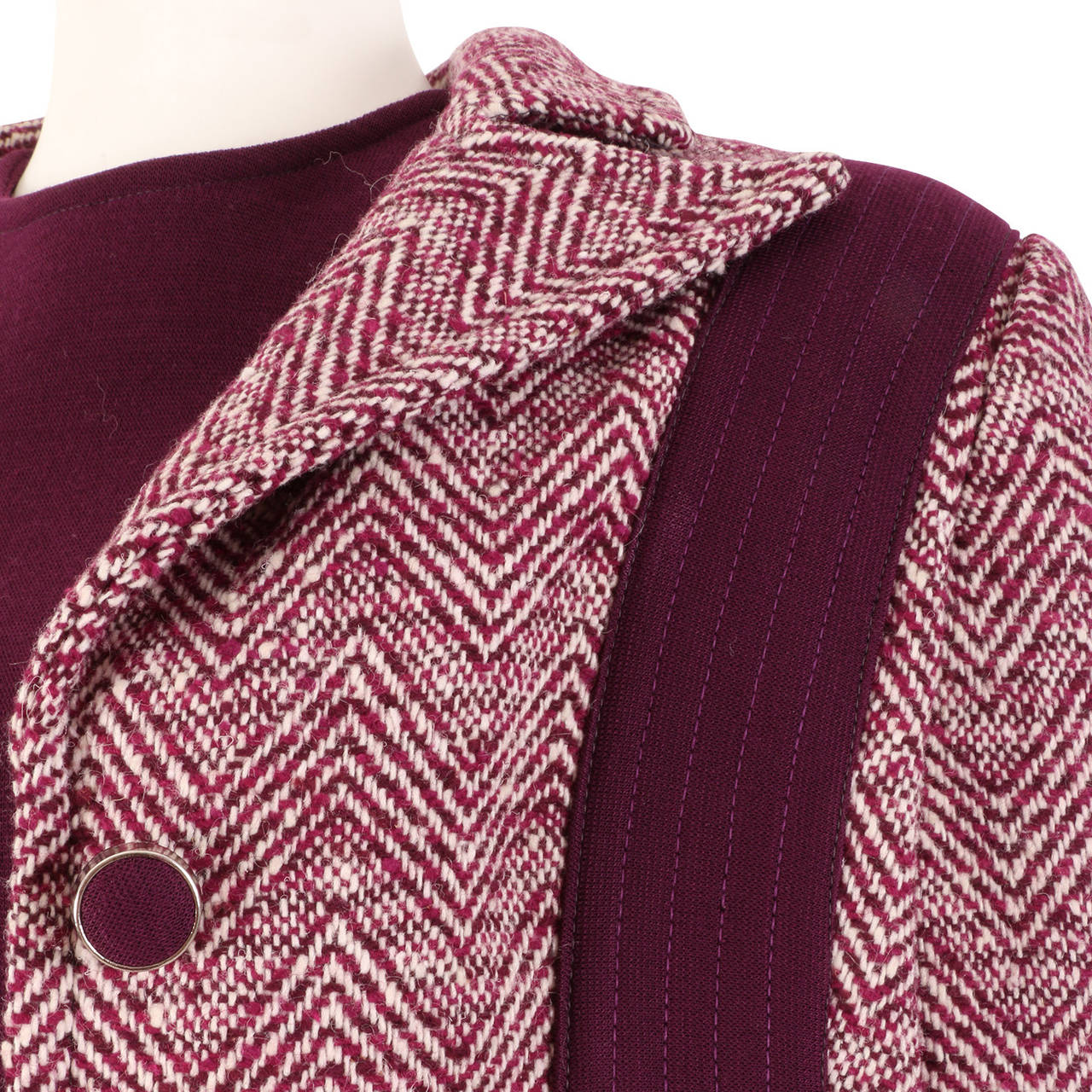 1960's Oscar de la Renta Boutique Plum Knit Wool Dress and Jacket 2