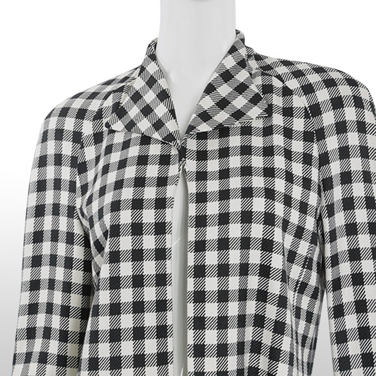 1980's Christian Dior Checked Black and White Crop Jacket 1
