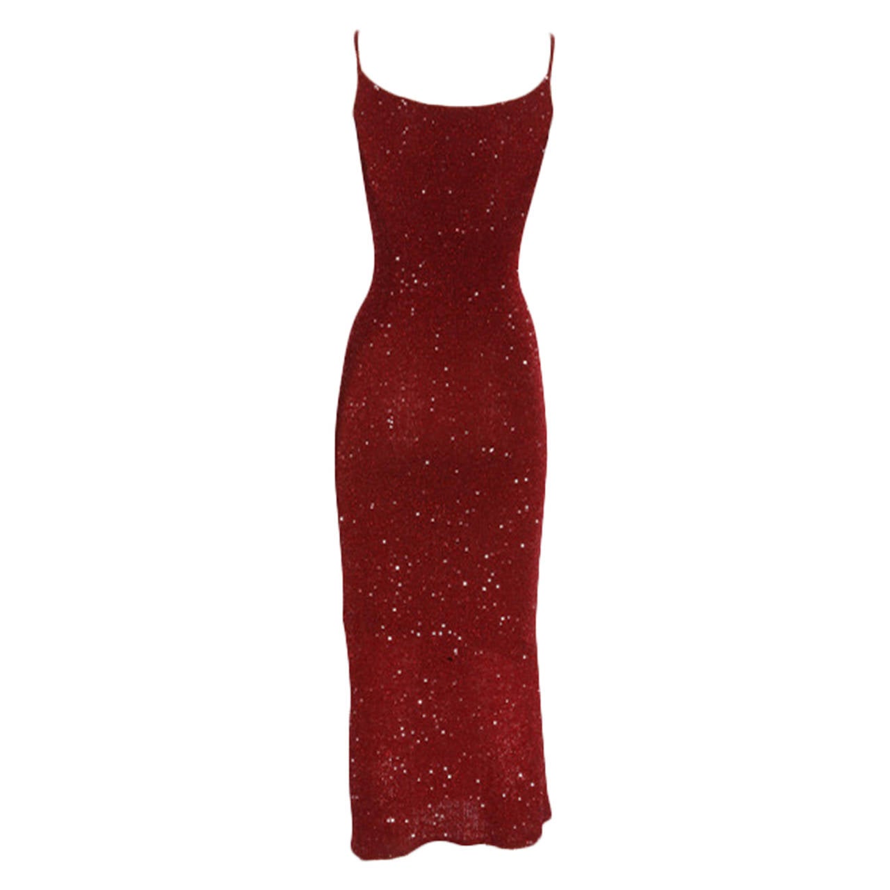 Future Vintage Donna Karan Deep Red Sequin Dress - Size XS For Sale