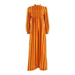 1970's Marimekko (Harrods) Mustard Striped Kaftan Tunic Dress - Size M