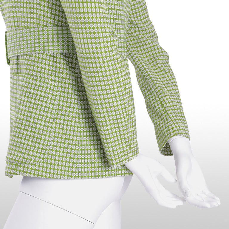 Marni Moss Green and Ivory Woven Belted Jacket - Size XS In Excellent Condition For Sale In London, GB