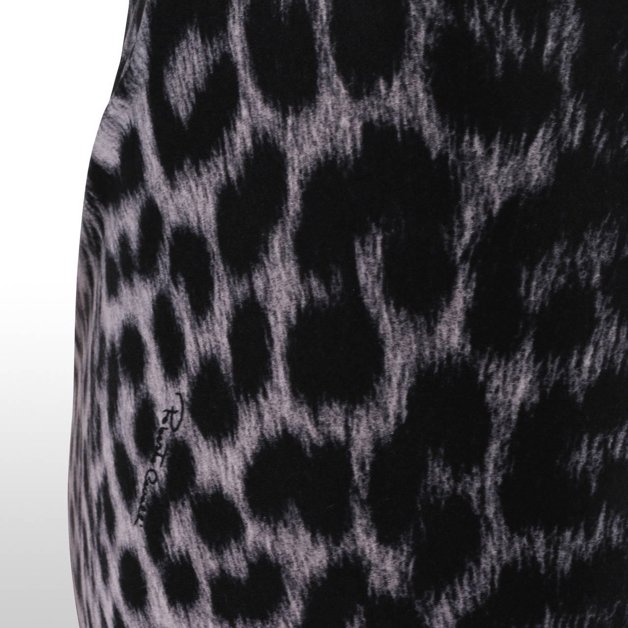 Roberto Cavalli Black and Grey Leopard Print Polo Neck Dress - Size S For Sale 2