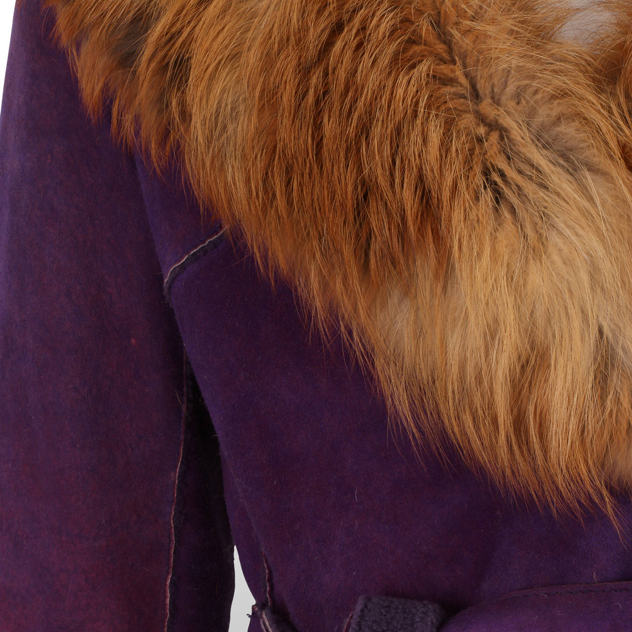 Black Dolce and Gabbana Purple Shearling Jacket with Fur Collar For Sale