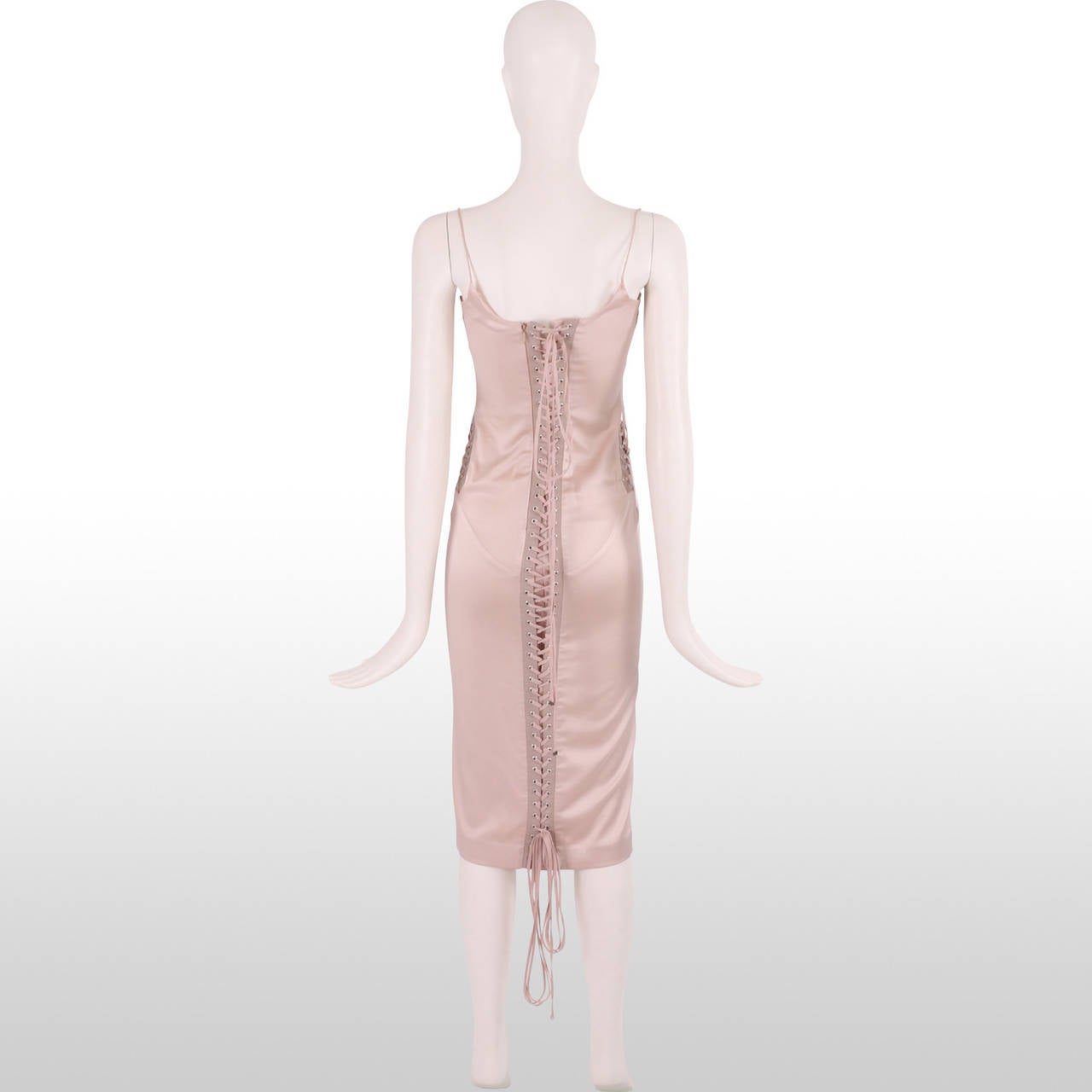 Dolce and Gabbana S/S 2003 Powder Pink Lace Up Dress - size S In Excellent Condition For Sale In London, GB