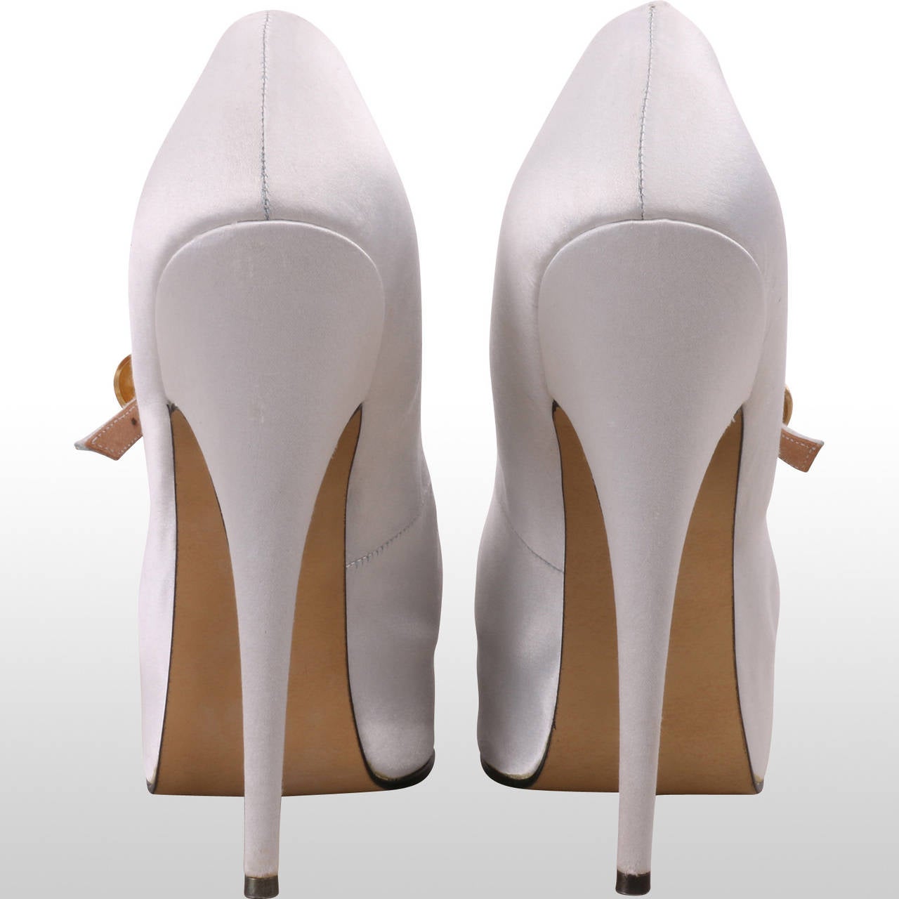 Gray Vivienne Westwood Gold Label Couture Custom Made Satin Wedding Heels Shoes For Sale