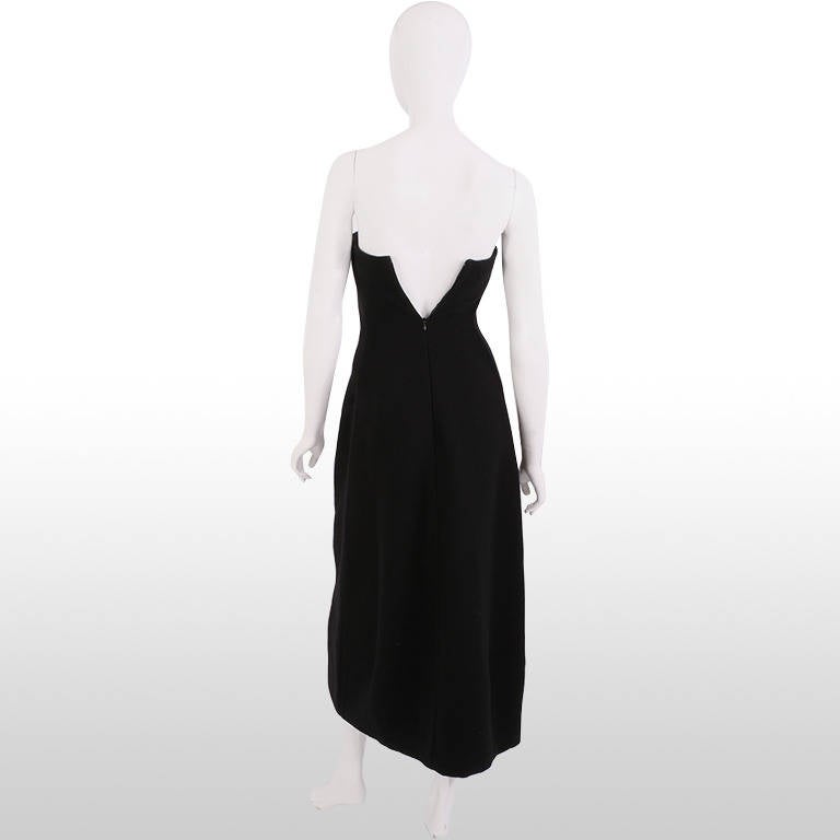Women's 1990's Donna Karan Black Wool Strapless Dress