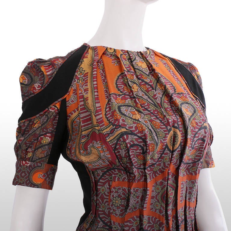 Louis Vuitton Autumnal Paisley Printed A/W 2009 Collection Dress - Size XS In Excellent Condition In London, GB