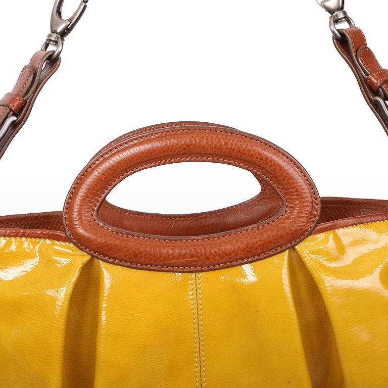 Marni Patent Mustard and Tan Handbag In Excellent Condition In London, GB