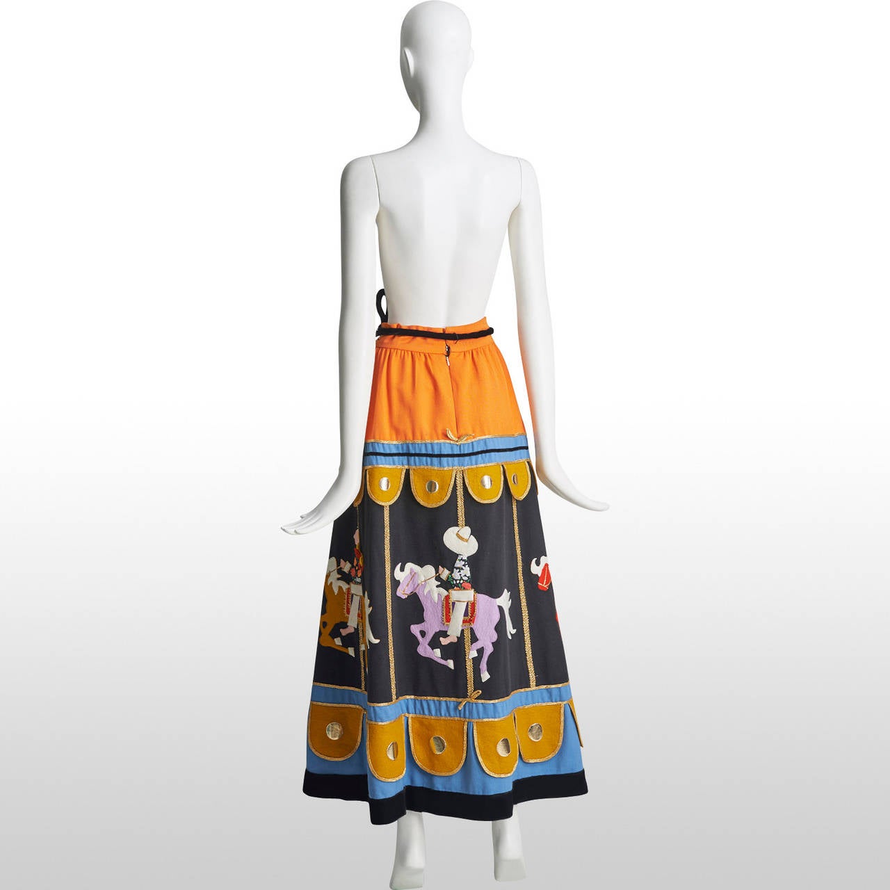 Women's 1970s Malcolm Starr Caspian Sea Collection Felt Carousel Maxi Skirt
