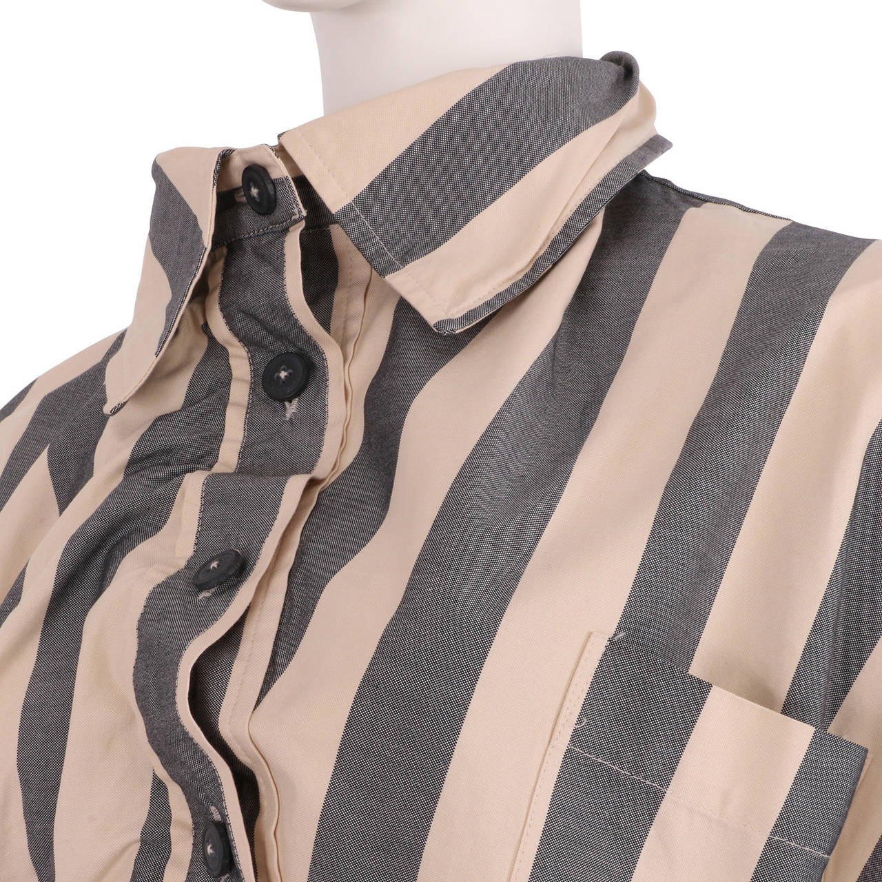 Women's Vivienne Westwood Grey and Ivory Vertical Striped Ruffle Asymmetric Shirt For Sale