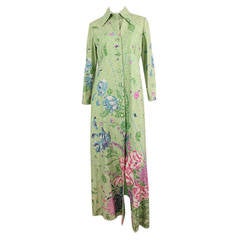 1960/70's Lime Metallic Floral Dress Coat - Size L