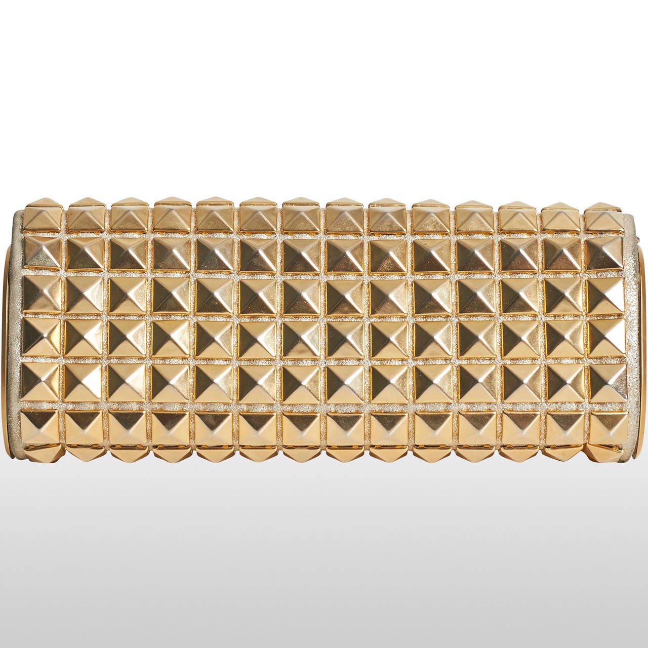 Jimmy Choo Gold Studded Tube Clutch In Excellent Condition For Sale In London, GB