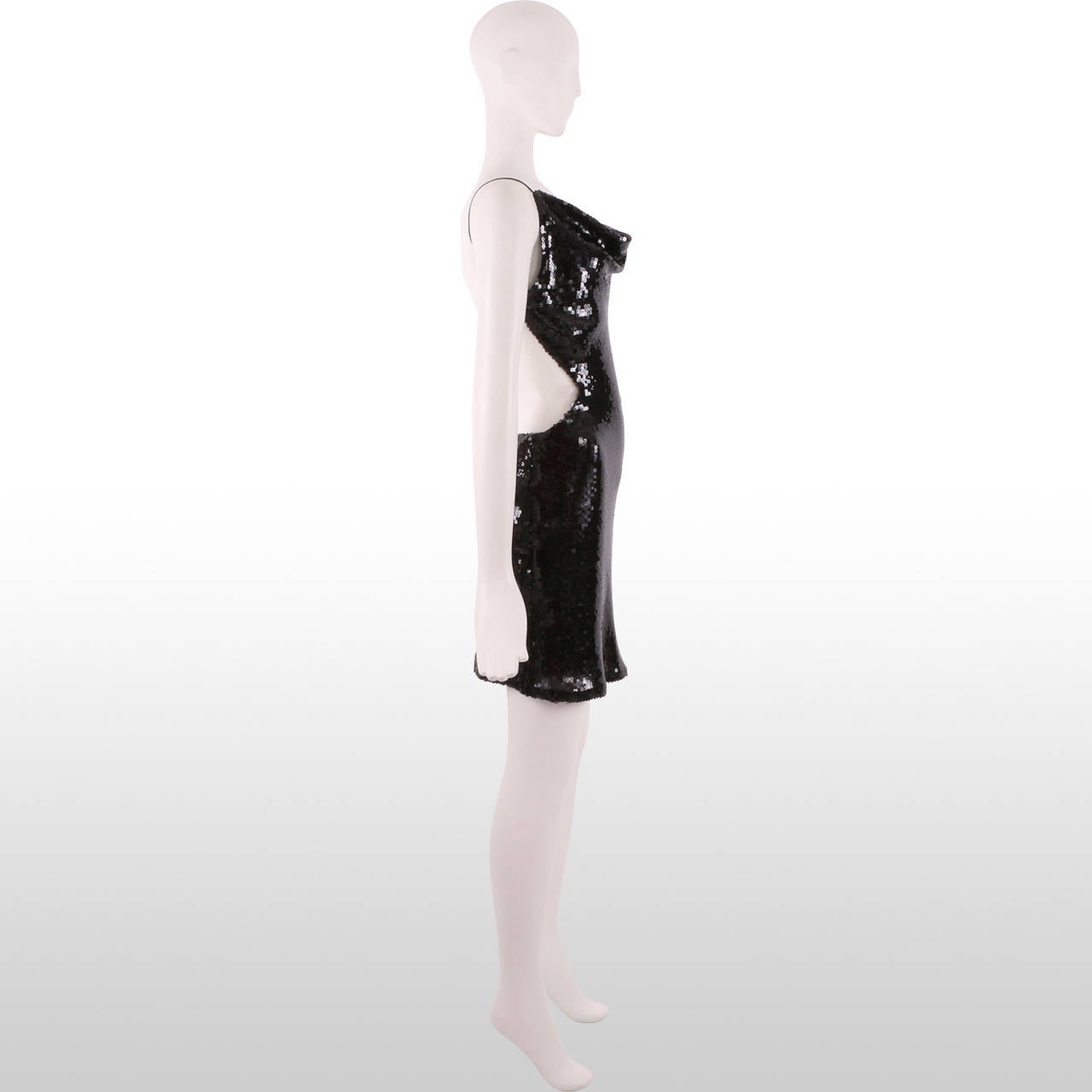 Maria Grachvogel Black Sequin Open Back Dress In Excellent Condition For Sale In London, GB