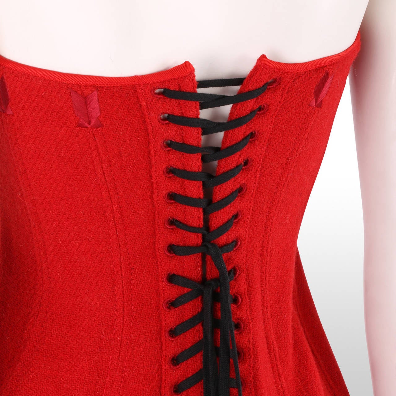 Women's Paul Smith Pillar Box Red Wool Strapless Dress For Sale