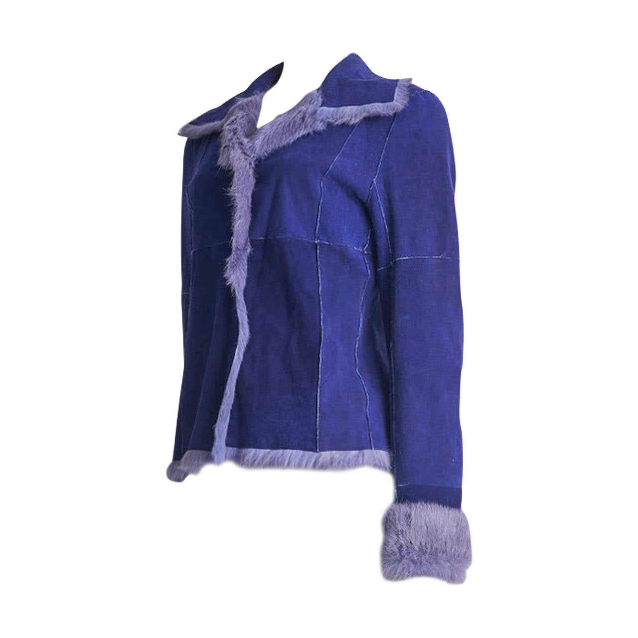 Dolce and Gabbana Purple Shearling Jacket For Sale