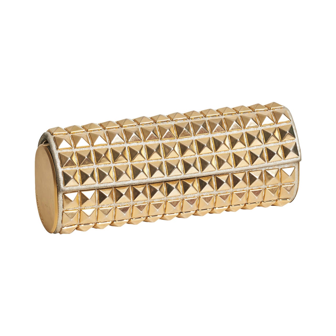 Jimmy Choo Gold Studded Tube Clutch For Sale