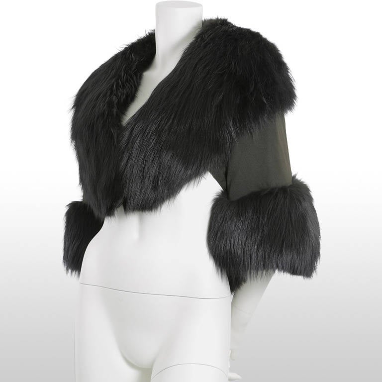 1940’s Black Fox Fur Trim Cape - Size S In Excellent Condition In London, GB