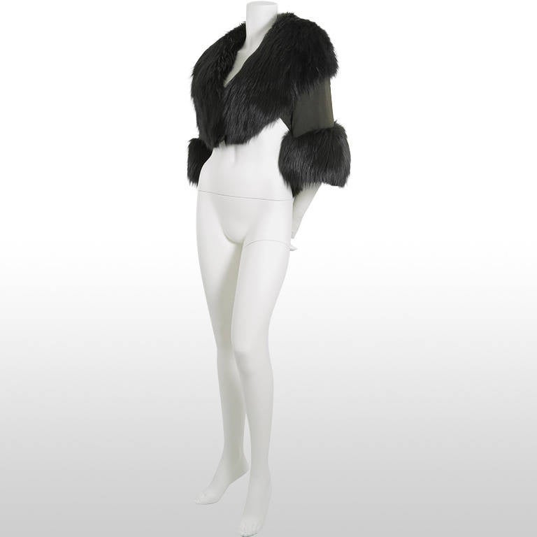 Women's 1940’s Black Fox Fur Trim Cape - Size S