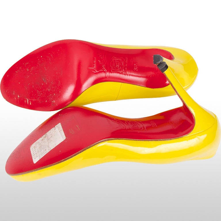 Women's Christian Louboutin Fluorescent Yellow Heels - Size 4