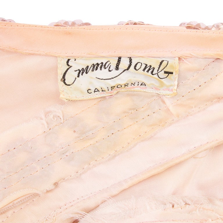 1950's Emma Domb Pastel Pink Sequin Fishtail Gown - Size S 3