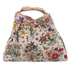 Gucci Flora Print Large Canvas Hobo Bag