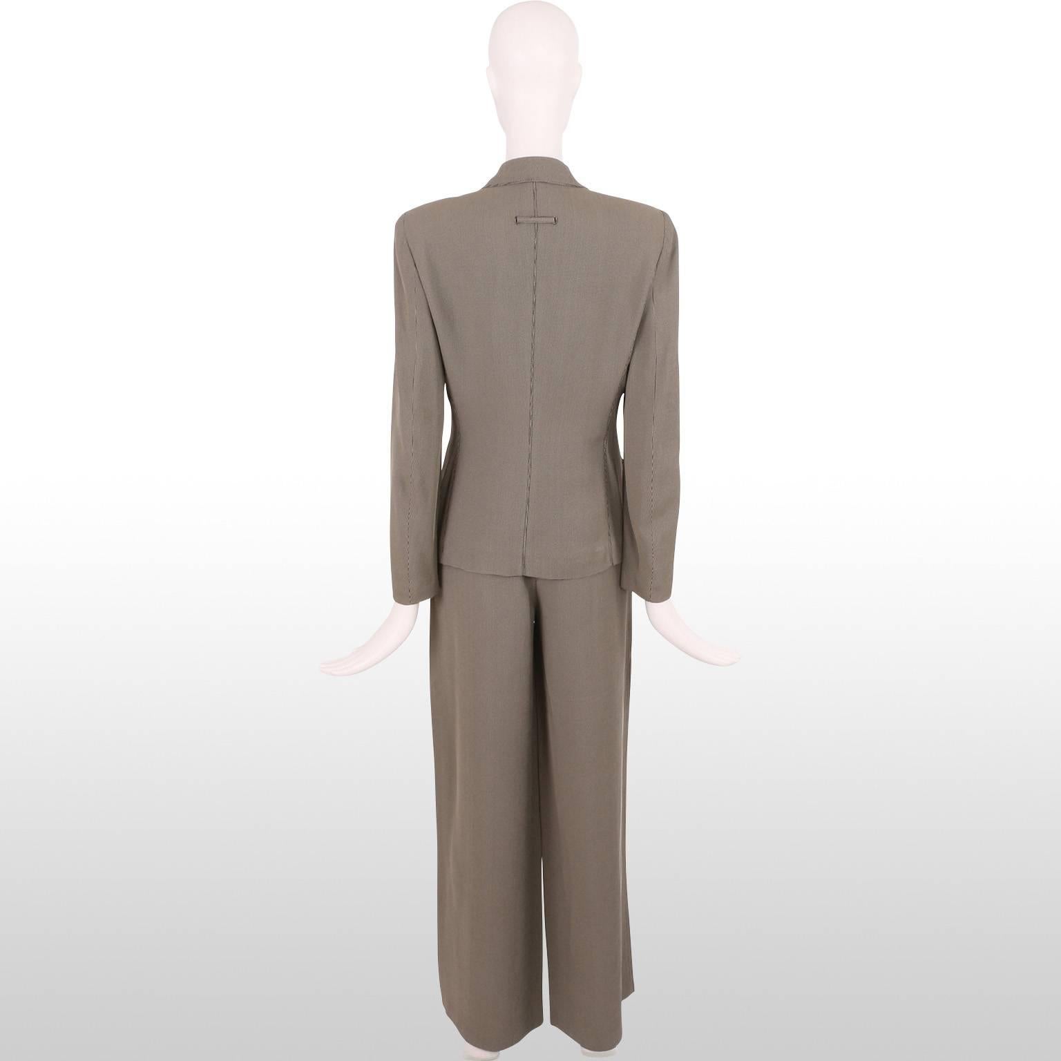 Women's Jean Paul Gautier Monochrome Check Patch Pockets Wide Leg Suit For Sale