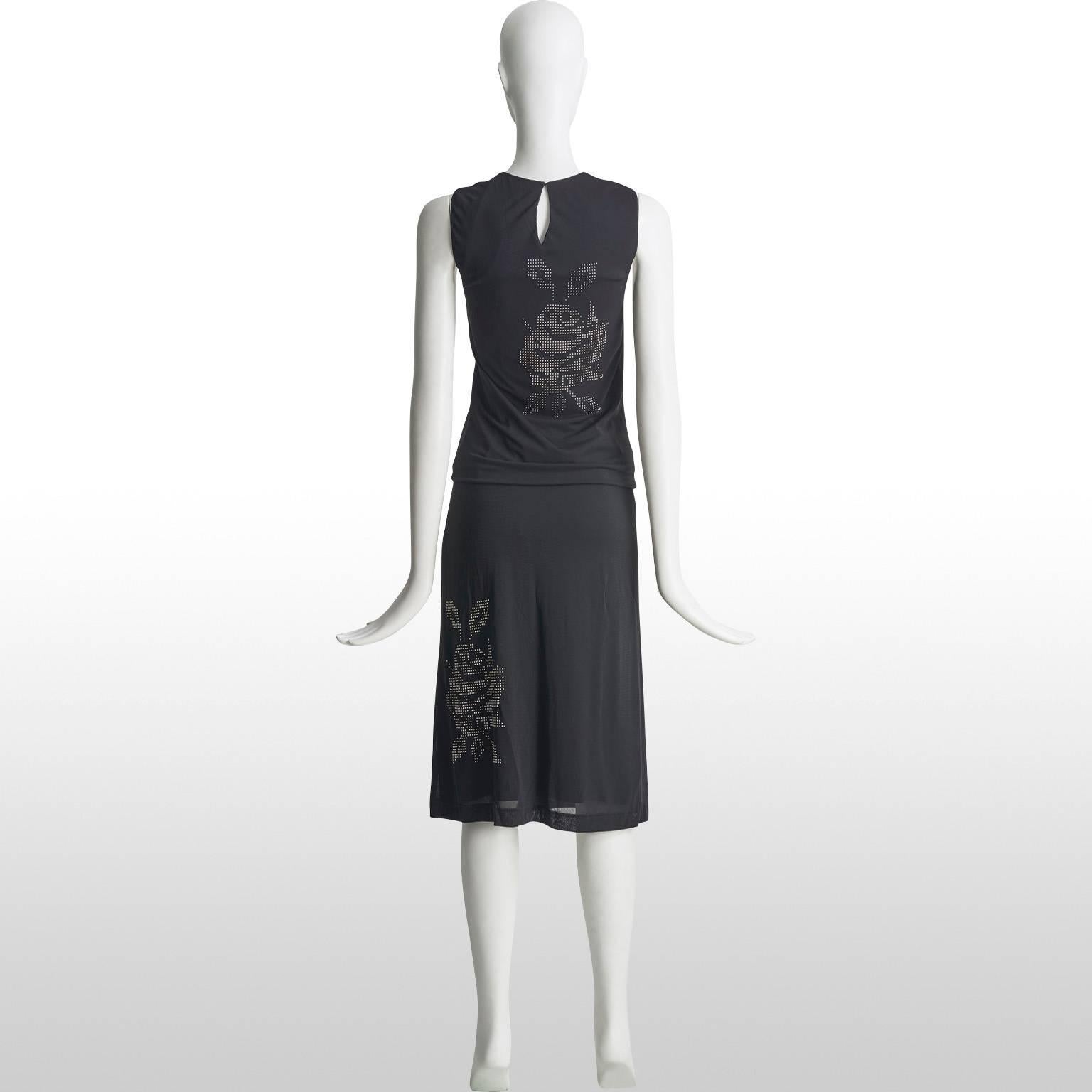 Women's Dolce and Gabbana Black Studed Top and Skirt Two Piece For Sale