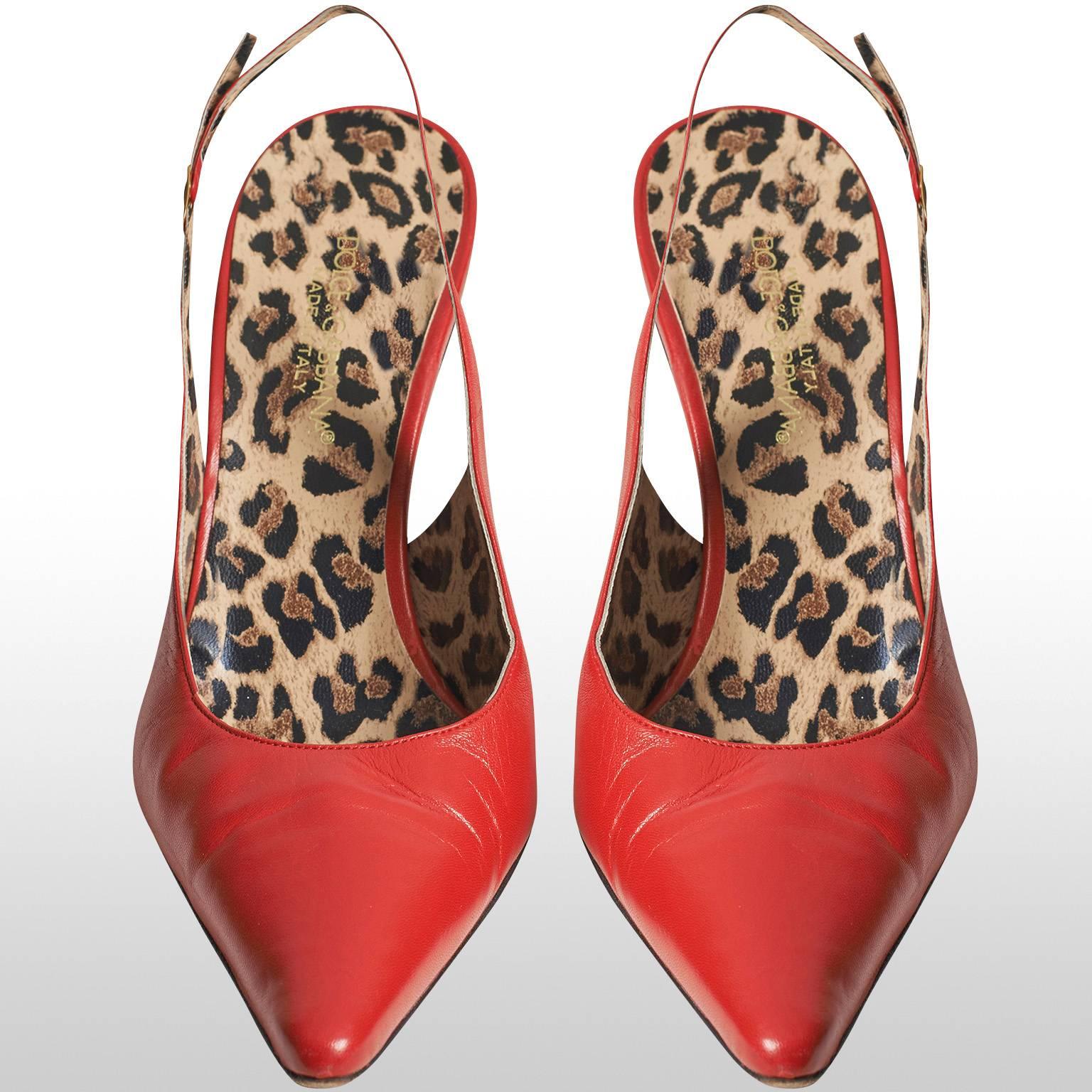 Brown Dolce and Gabbana Lipstick Red Pointy Sandals For Sale
