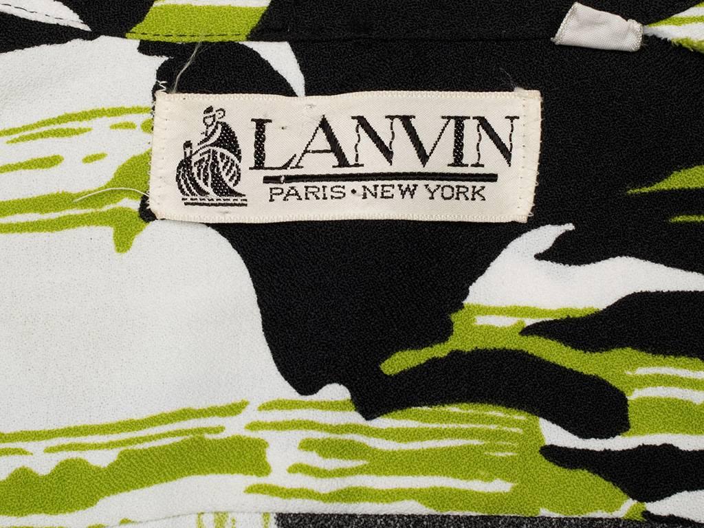 1970s Lime White & Black Abstract Print Lanvin Shirt Dress For Sale 5