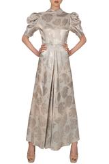 Late 1930's Grey Satin Floral Gown