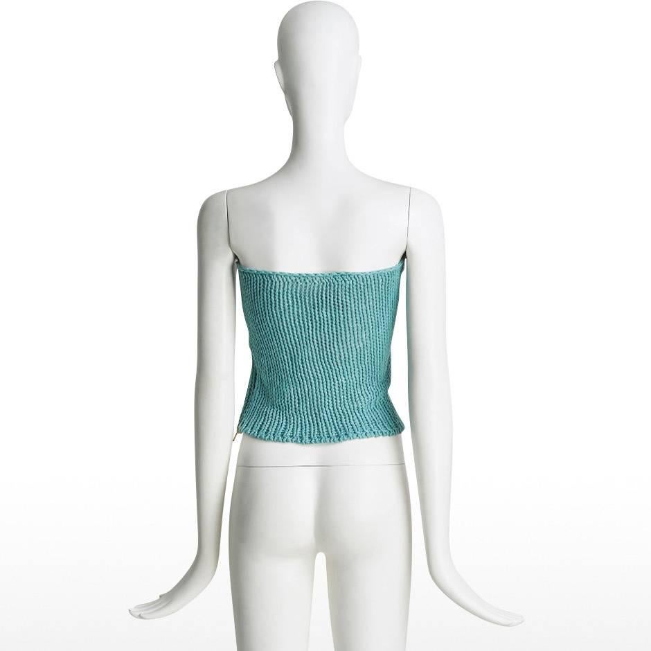 Gray Chloe Knitted Tube Top with Strawberry Sequin Motif For Sale