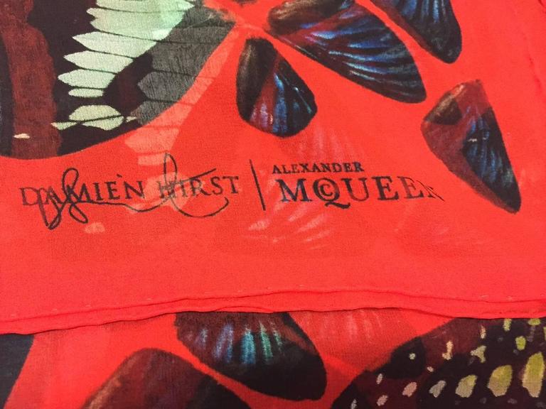 Alexander McQueen/Damien Hirst Red Psalm Skull Butterfly Silk Scarf For Sale 1