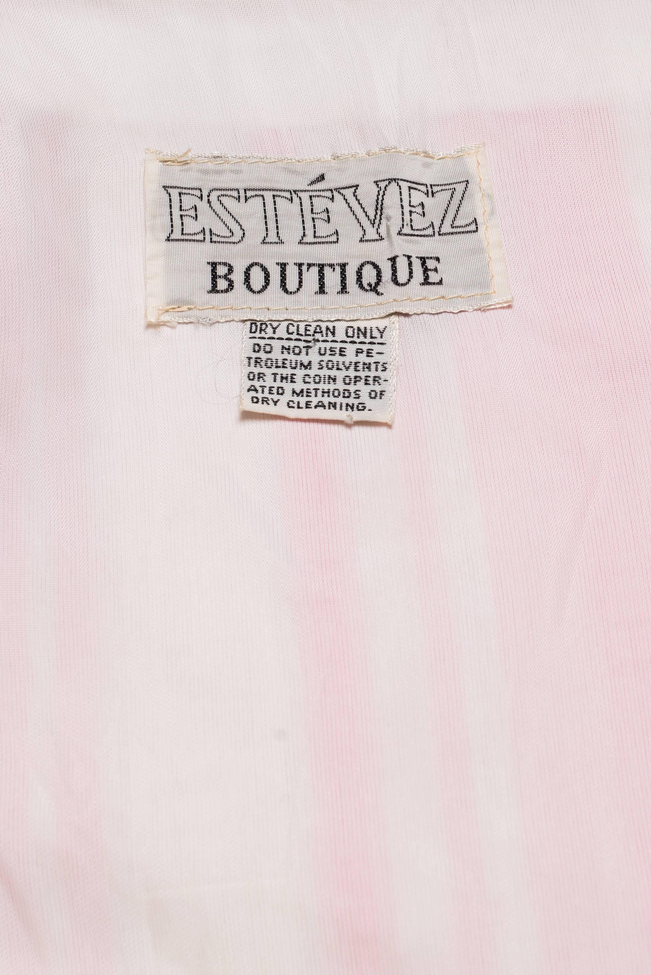 1970s Estevez Seersucker Pink and Ivory Candy Stripe Dress Size S For Sale 5
