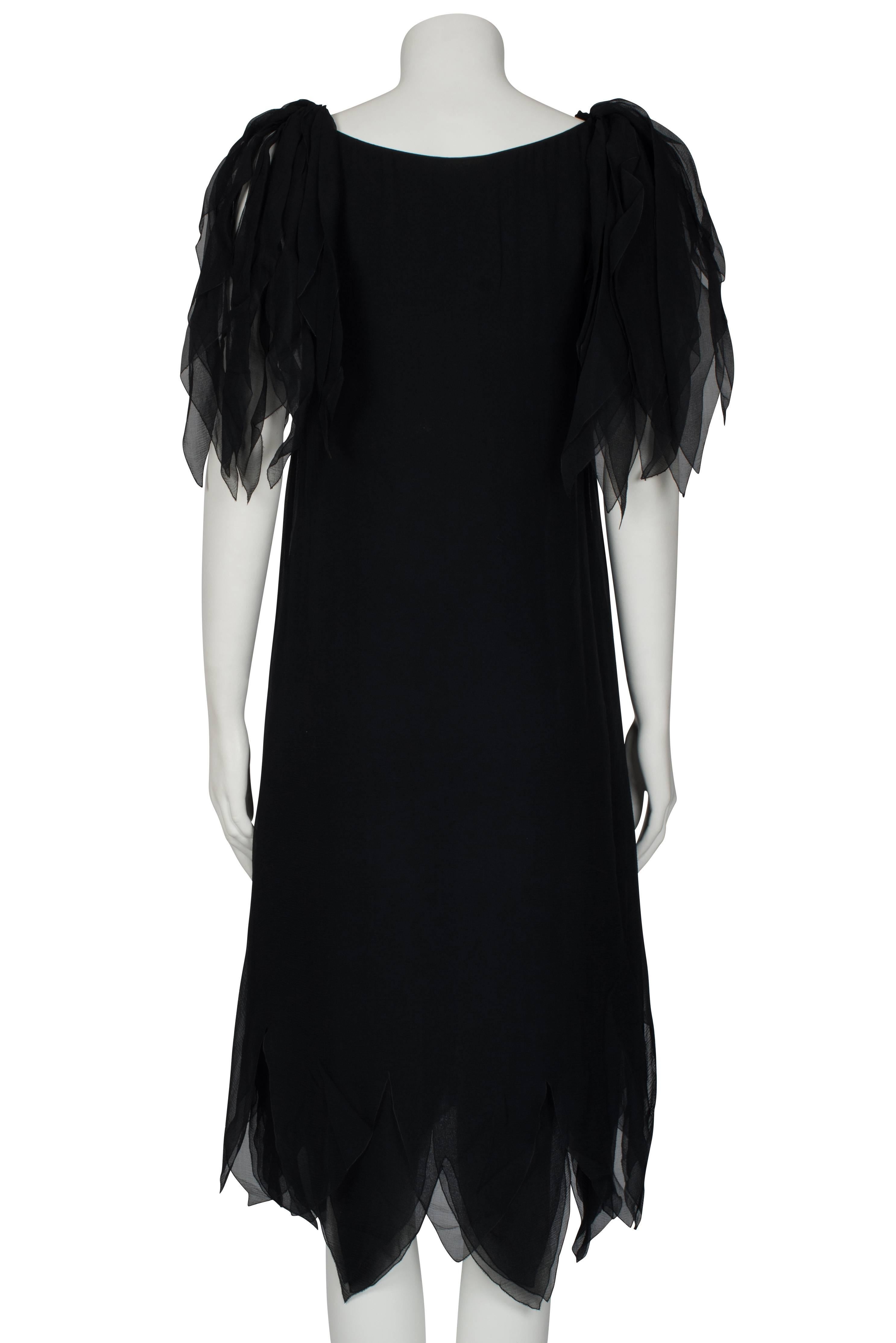 Christian Dior Couture Black Chiffon Shift Dress Spring/Summer 1980 For Sale 2