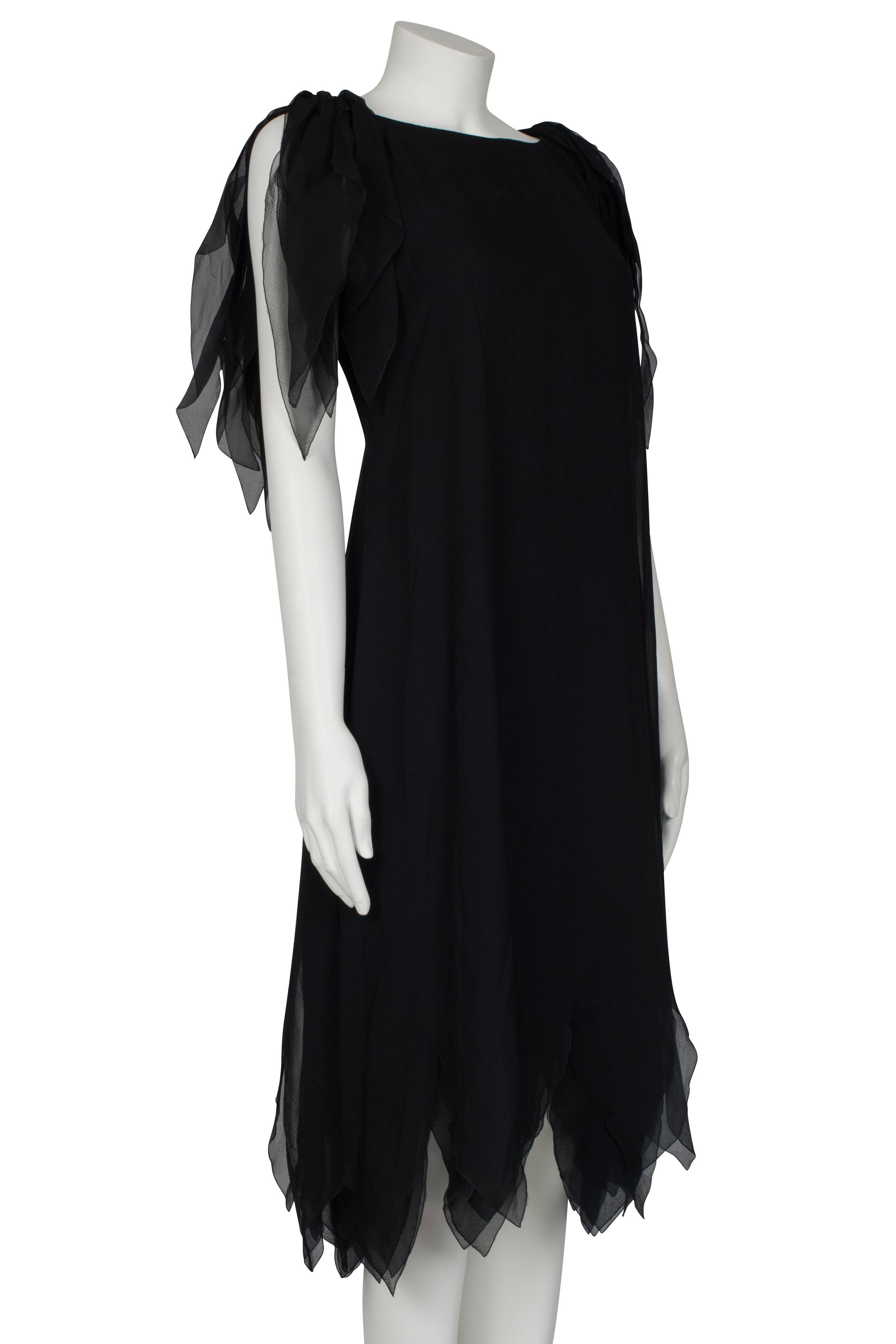 Christian Dior Couture Black Chiffon Shift Dress Spring/Summer 1980 For Sale 1