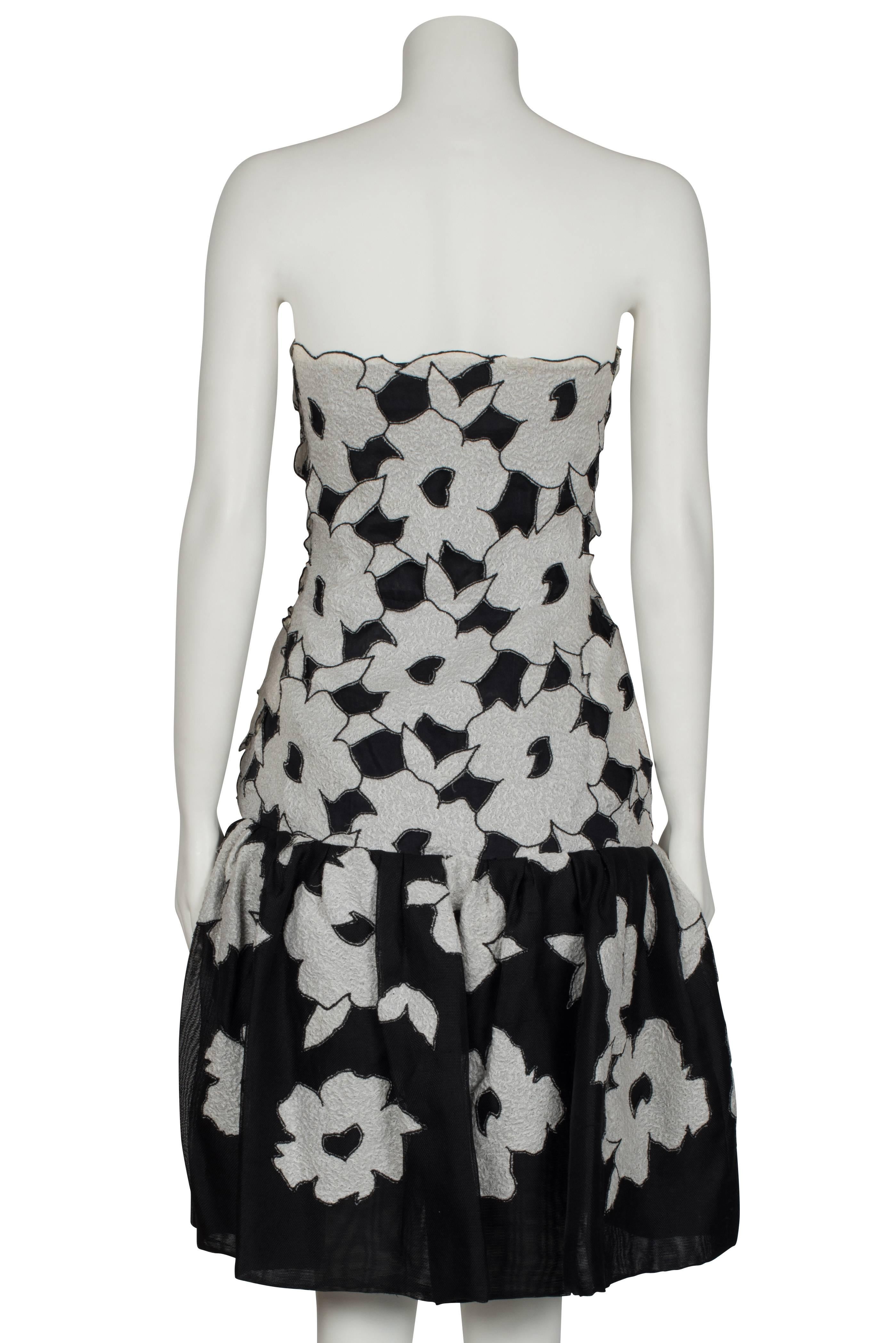 Gray Christian Dior Couture Monochrome Floral Bandeau Dress Spring/Summer 1983 For Sale