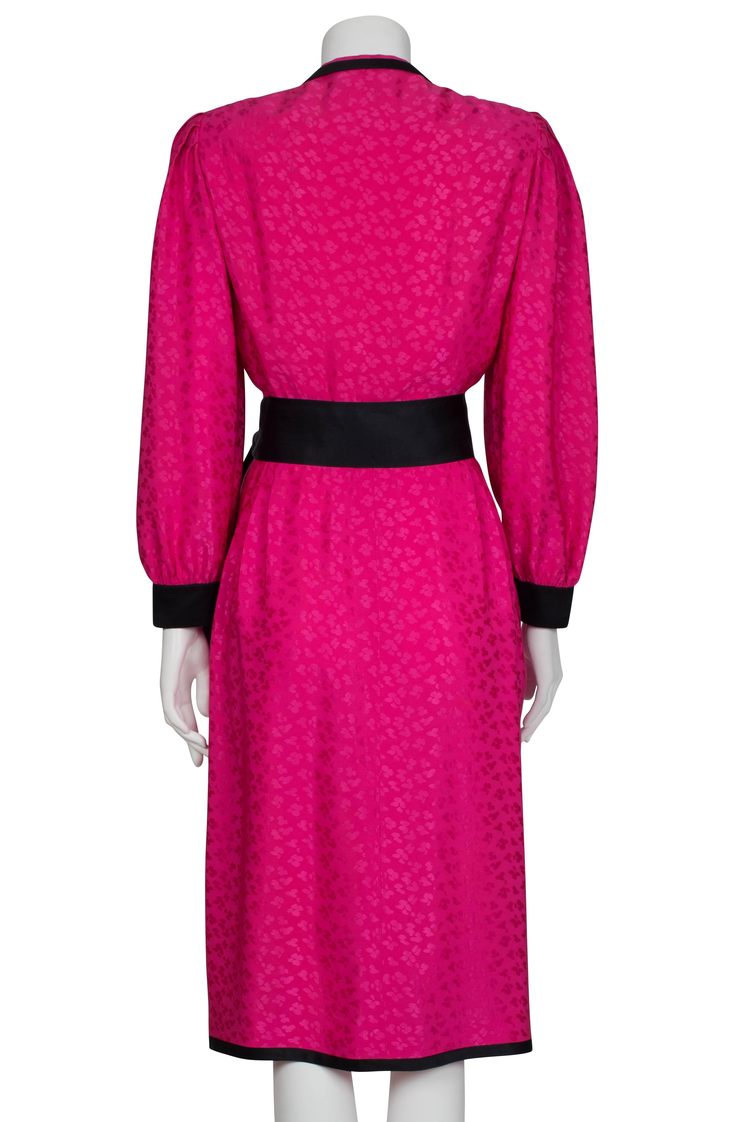 Emanuel Ungaro Hot Pink Silk Wrap Dress ca 1980 For Sale 1