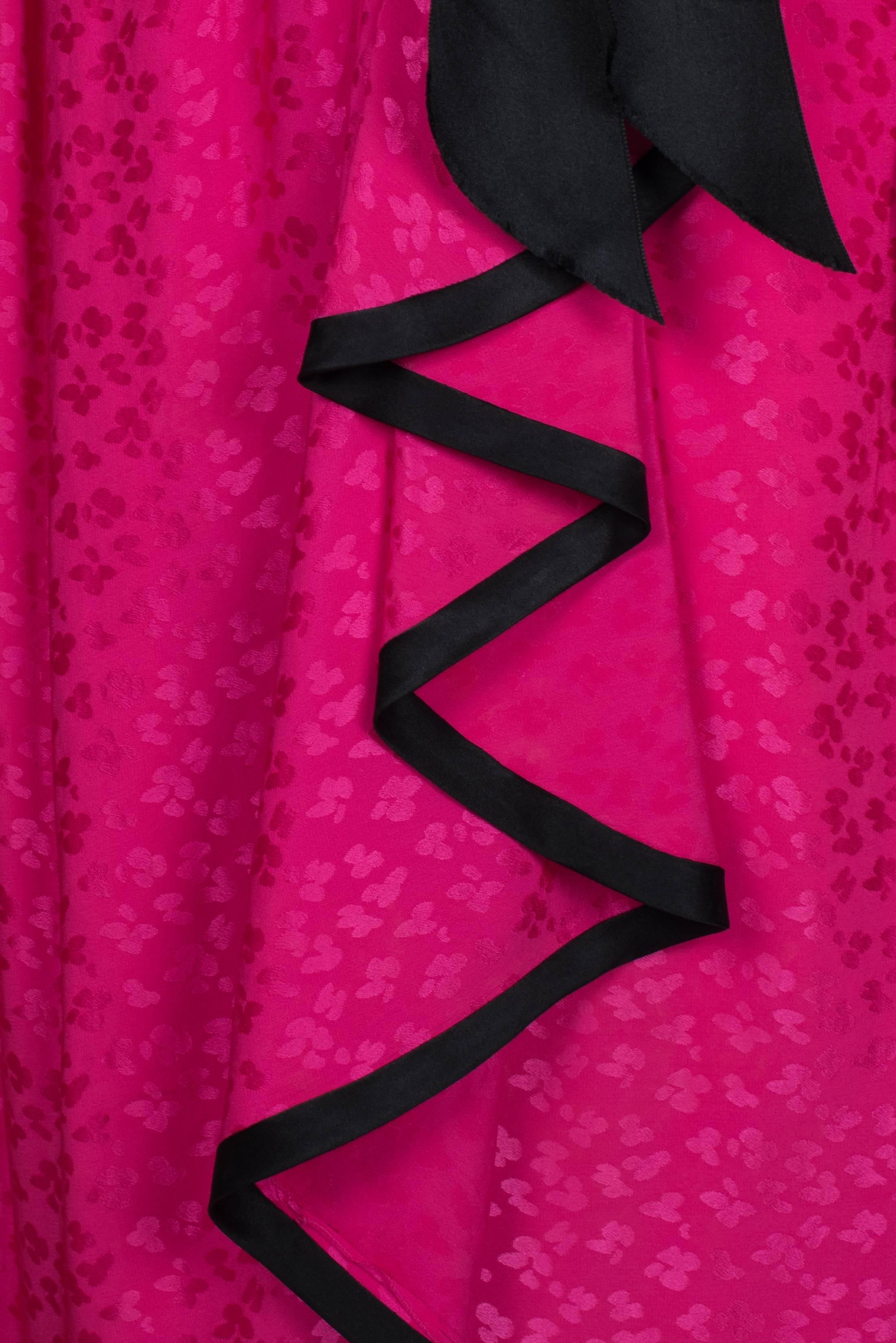 Emanuel Ungaro Hot Pink Silk Wrap Dress ca 1980 For Sale 5
