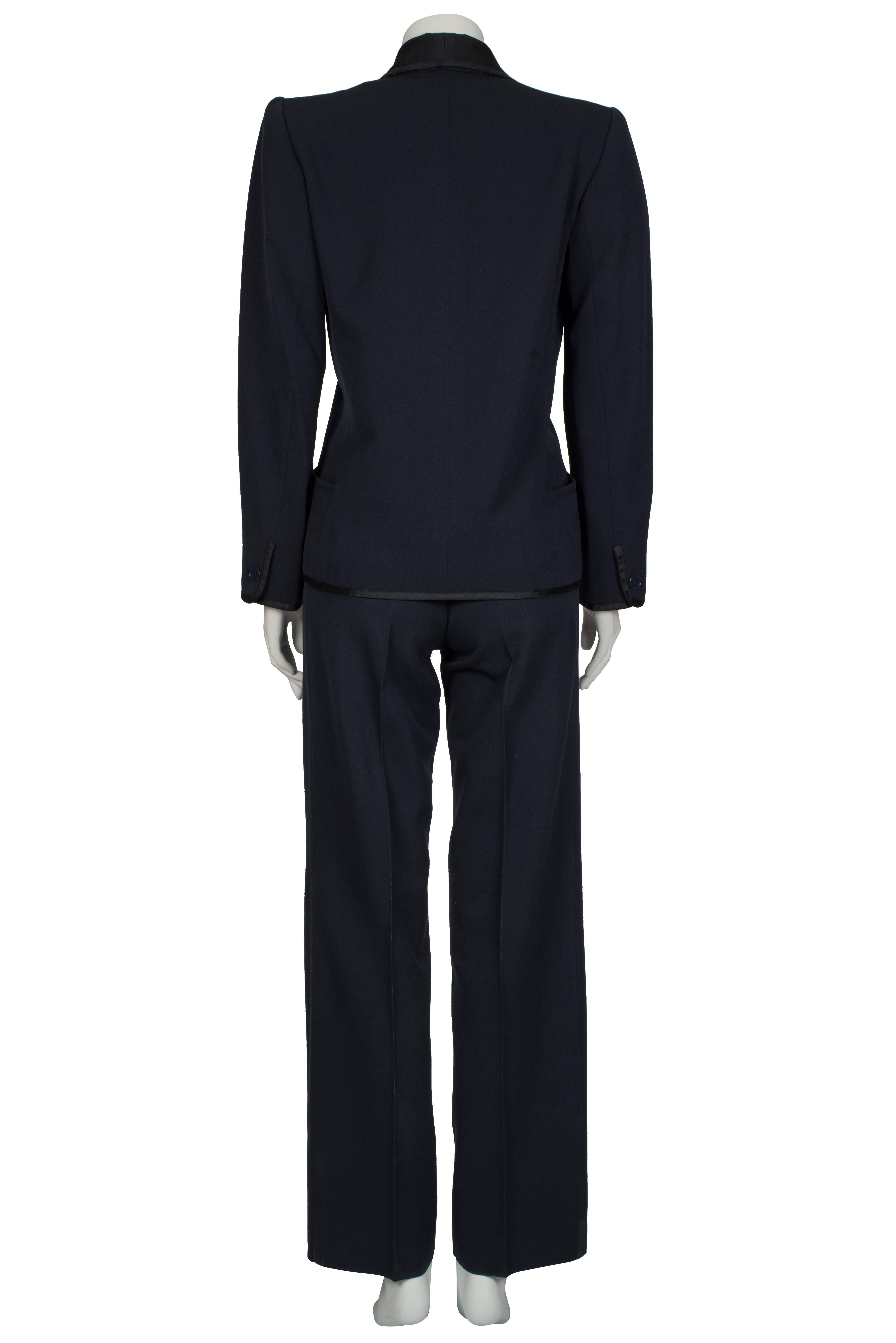 Yves Saint Laurent Rive Gauche Navy Le Smoking Suit ca 1979 In Excellent Condition For Sale In London, GB