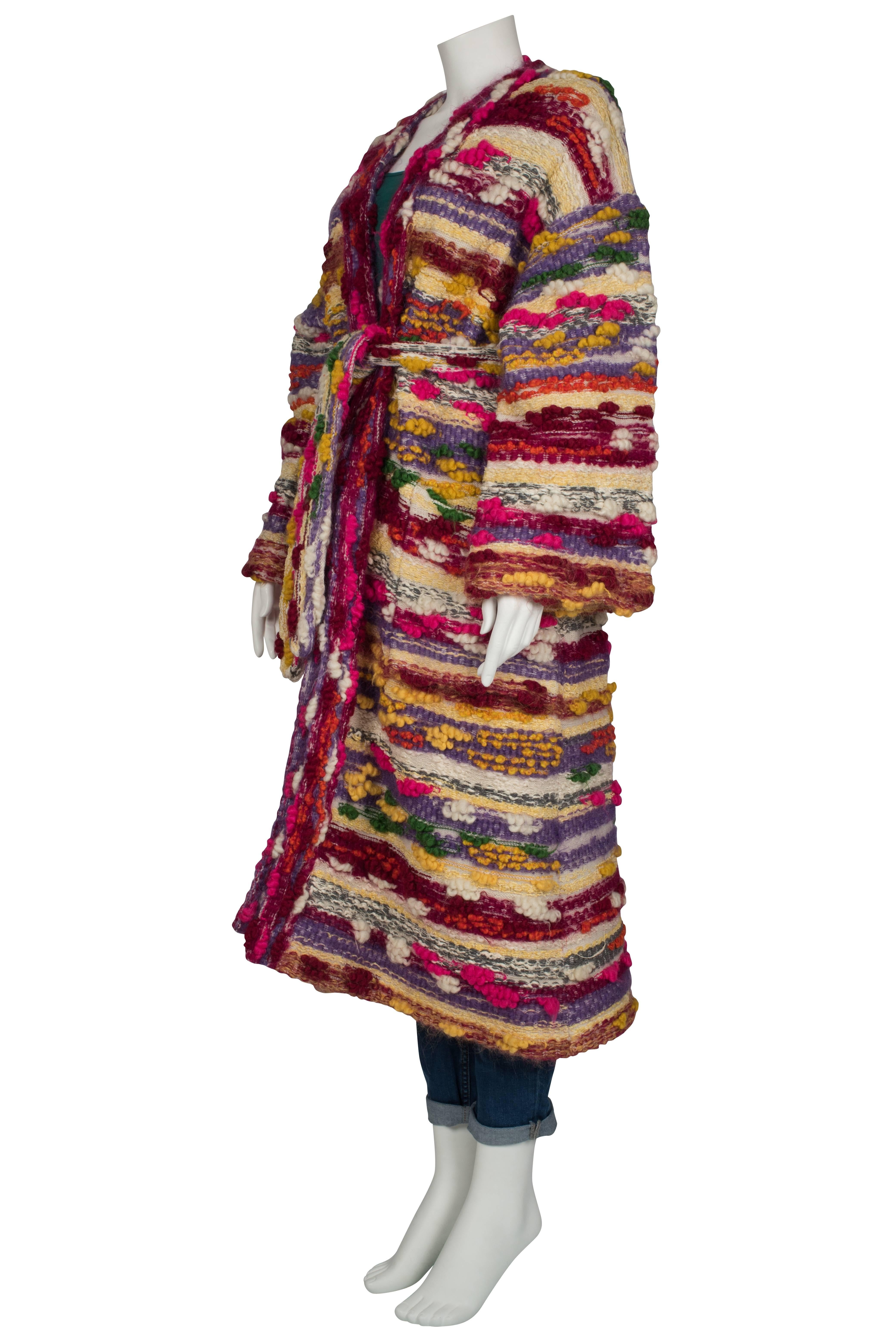 Lucienne's Multicoloured Wool Bobble Knit Coat ca 1970 For Sale 2