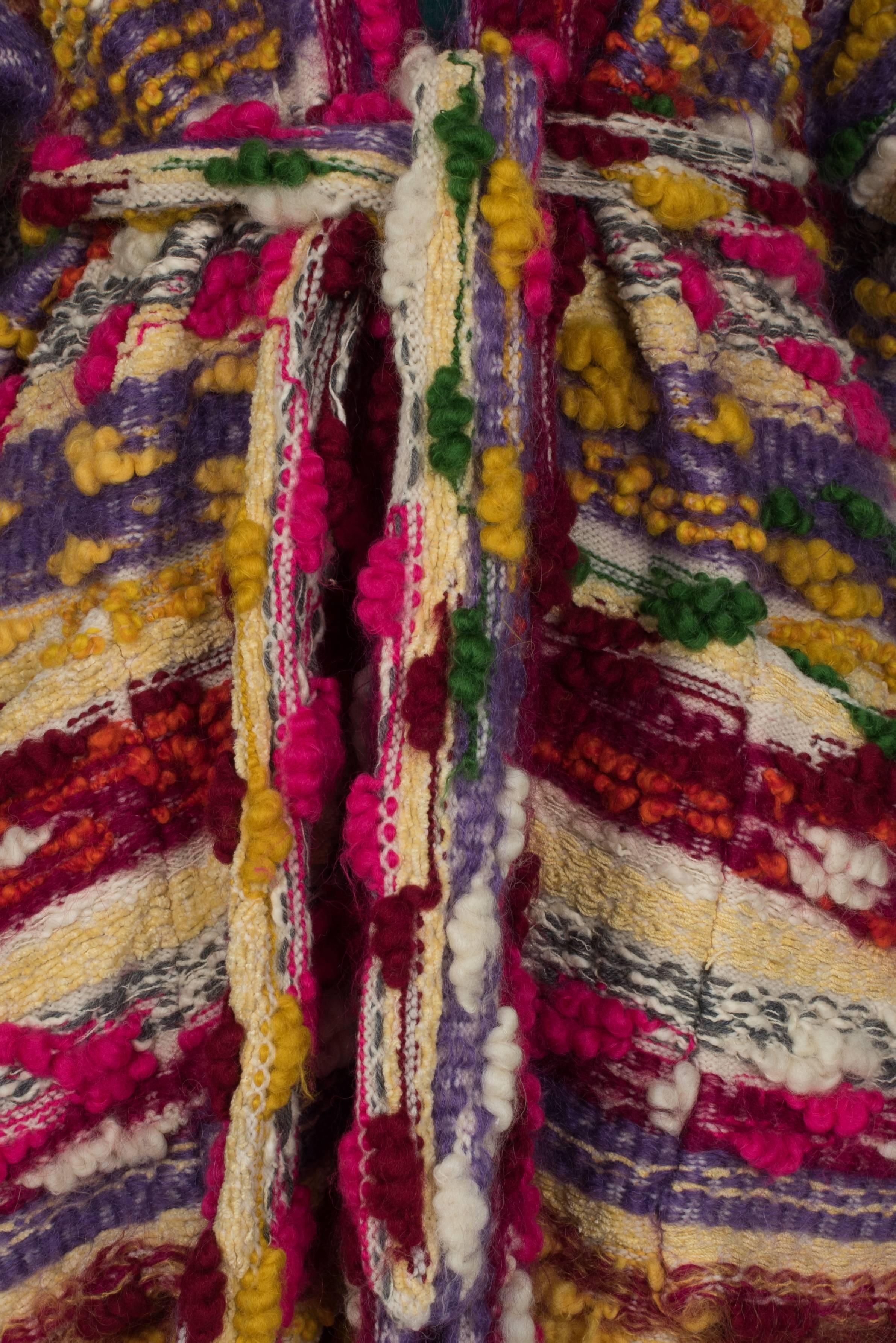 Lucienne's Multicoloured Wool Bobble Knit Coat ca 1970 For Sale 3