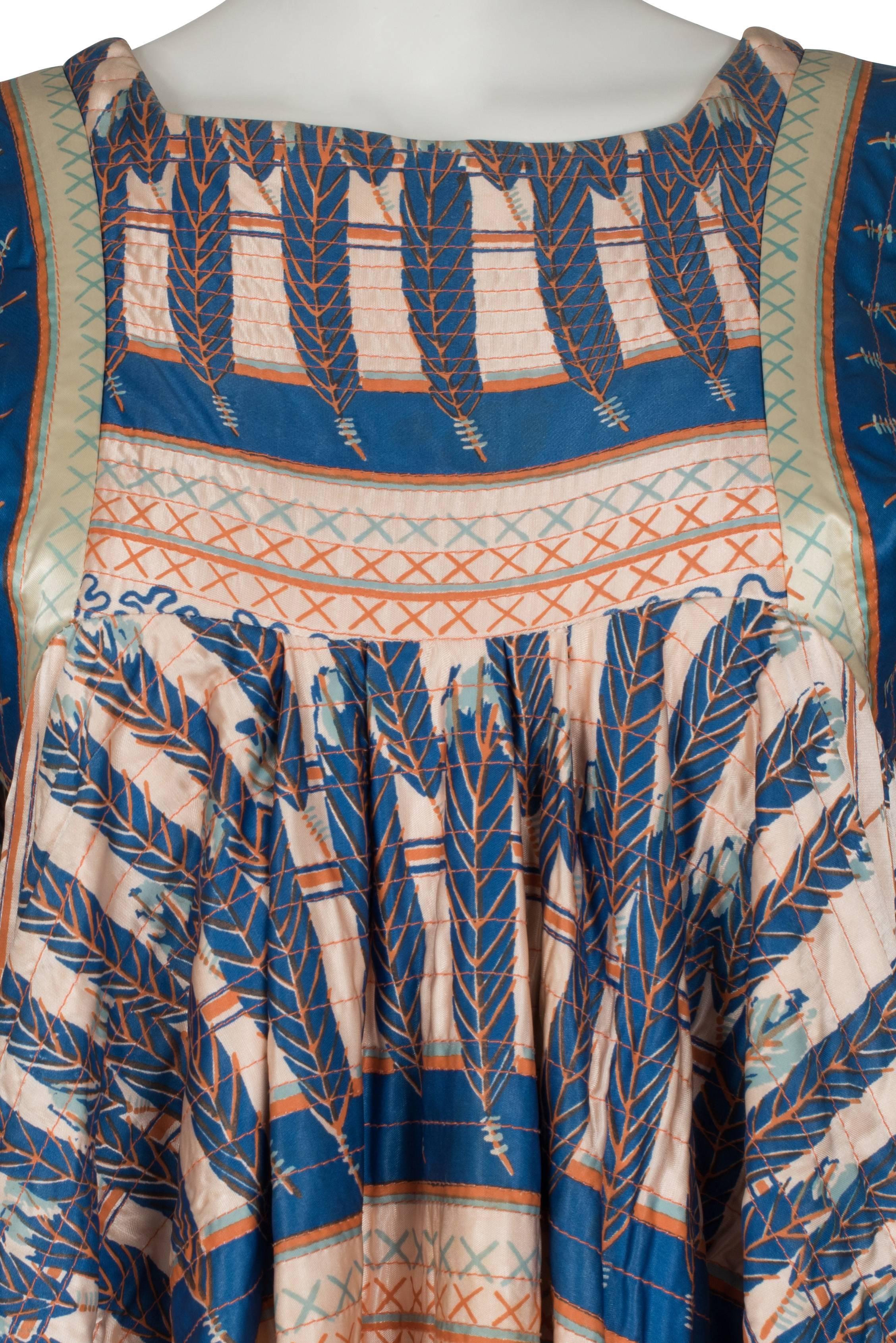 Women's 1970 Zandra Rhodes Quilted 'Indian Feathers' Dress For Sale