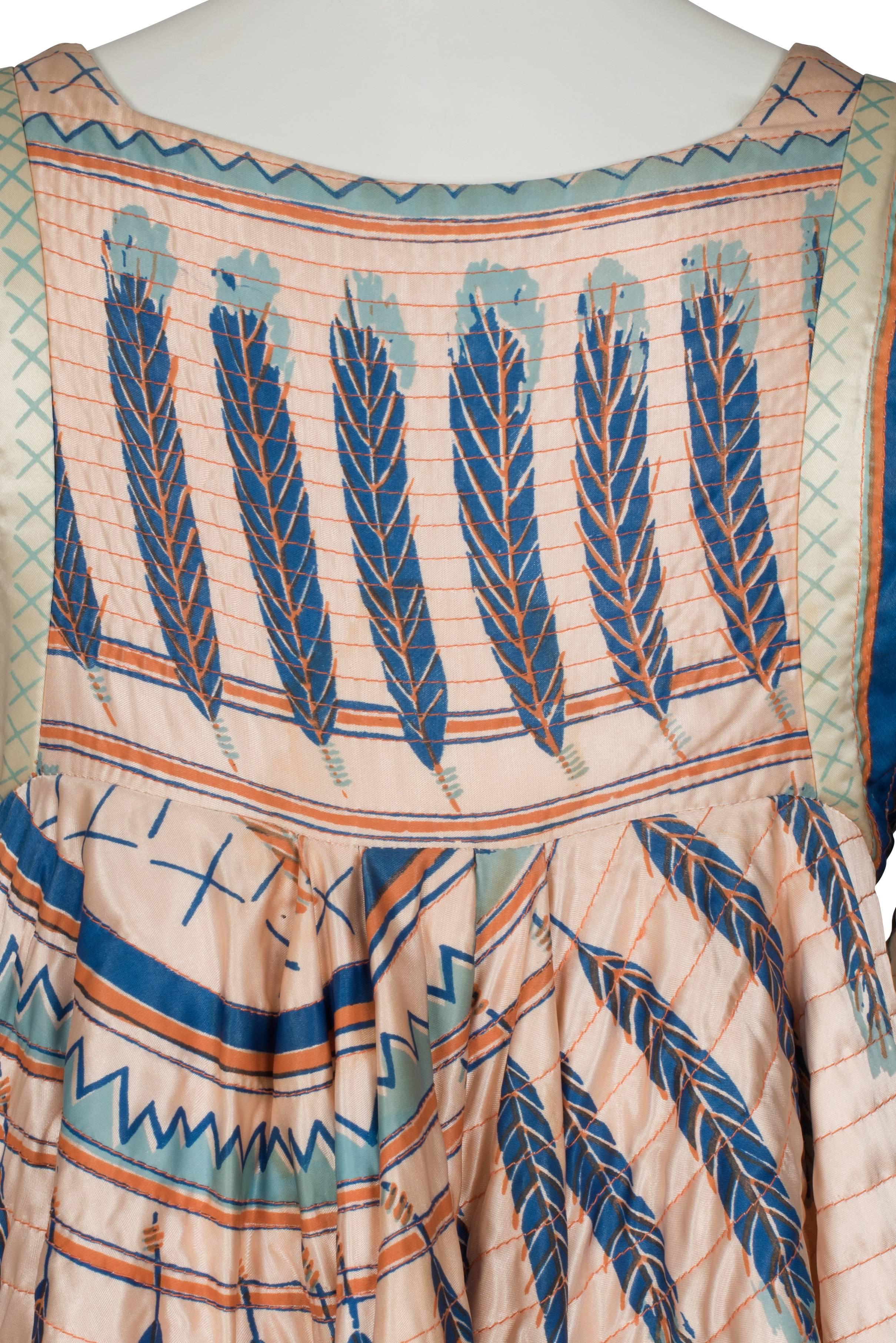 1970 Zandra Rhodes Quilted 'Indian Feathers' Dress In Excellent Condition For Sale In London, GB