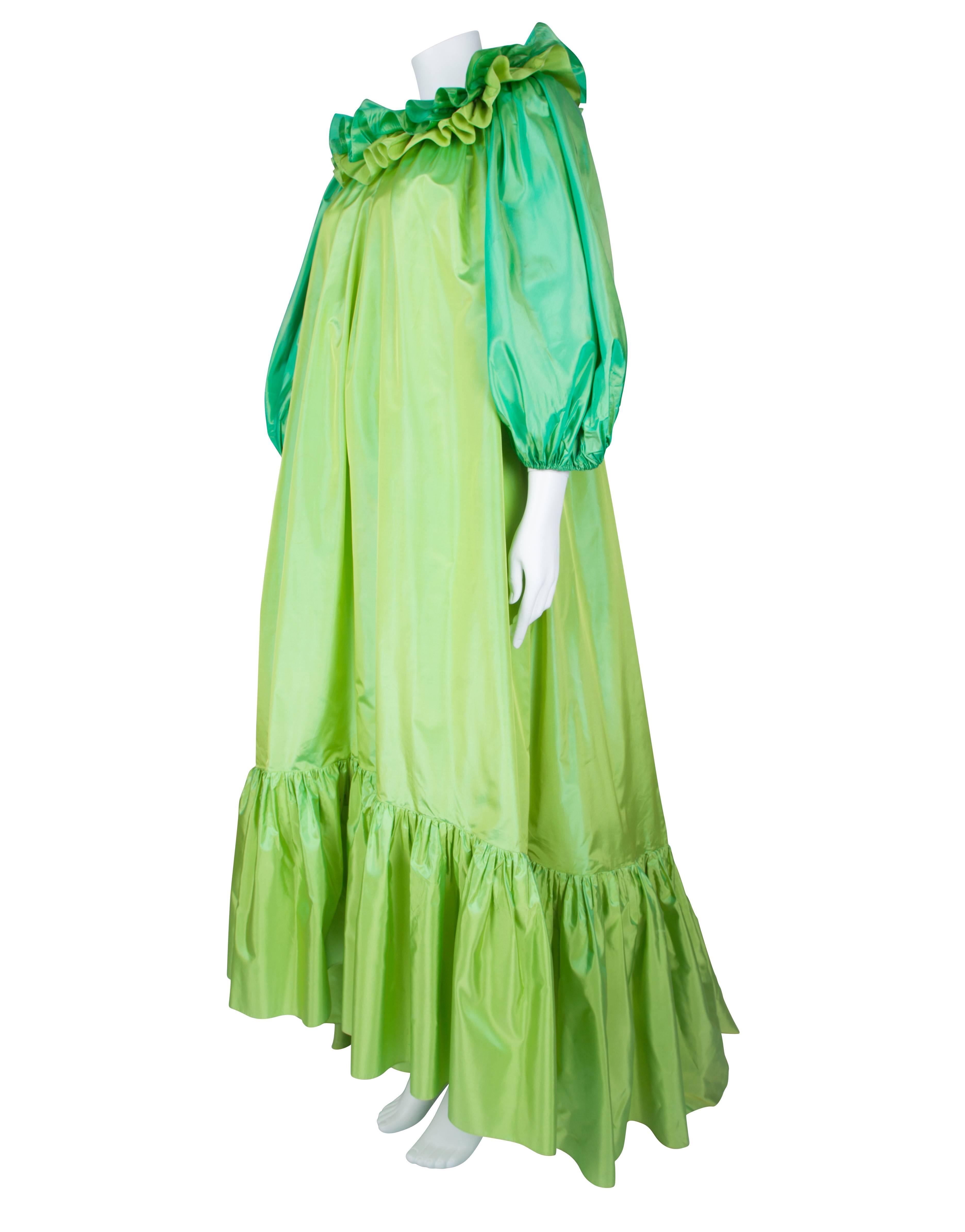 1970's Yves Saint Laurent Couture Green Gown For Sale 2