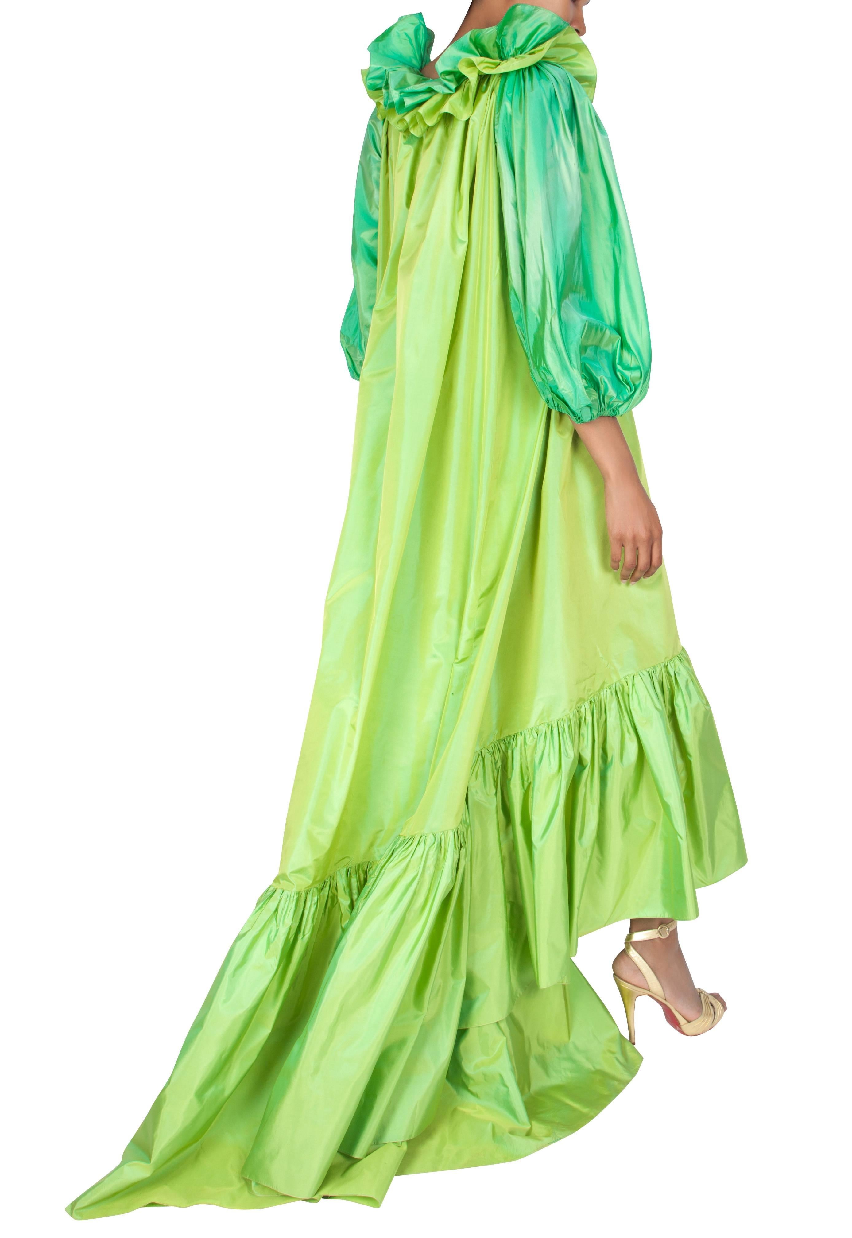 1970's Yves Saint Laurent Couture Green Gown In Excellent Condition For Sale In London, GB