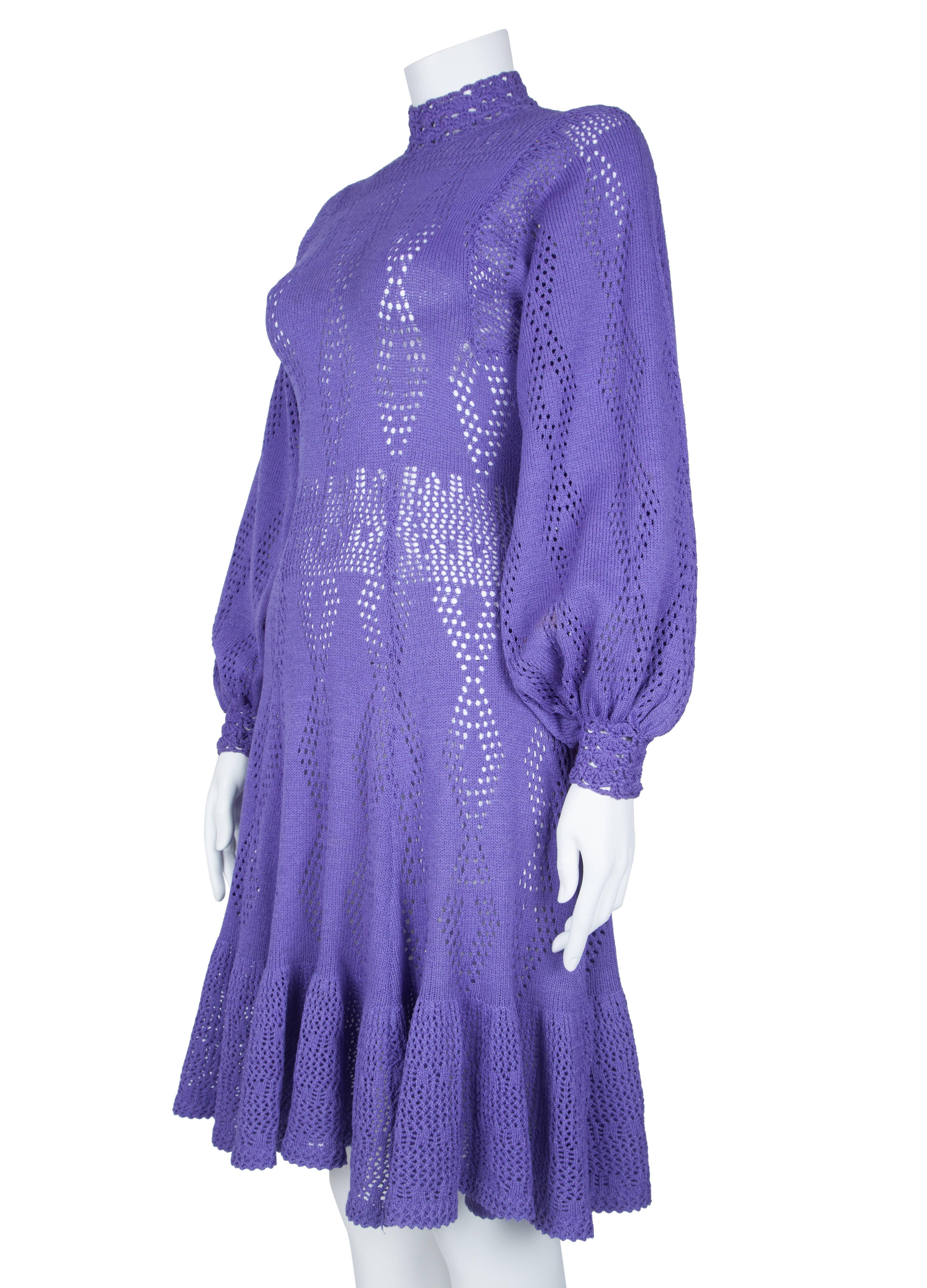 1970's St John Lilac Crochet Dress  1