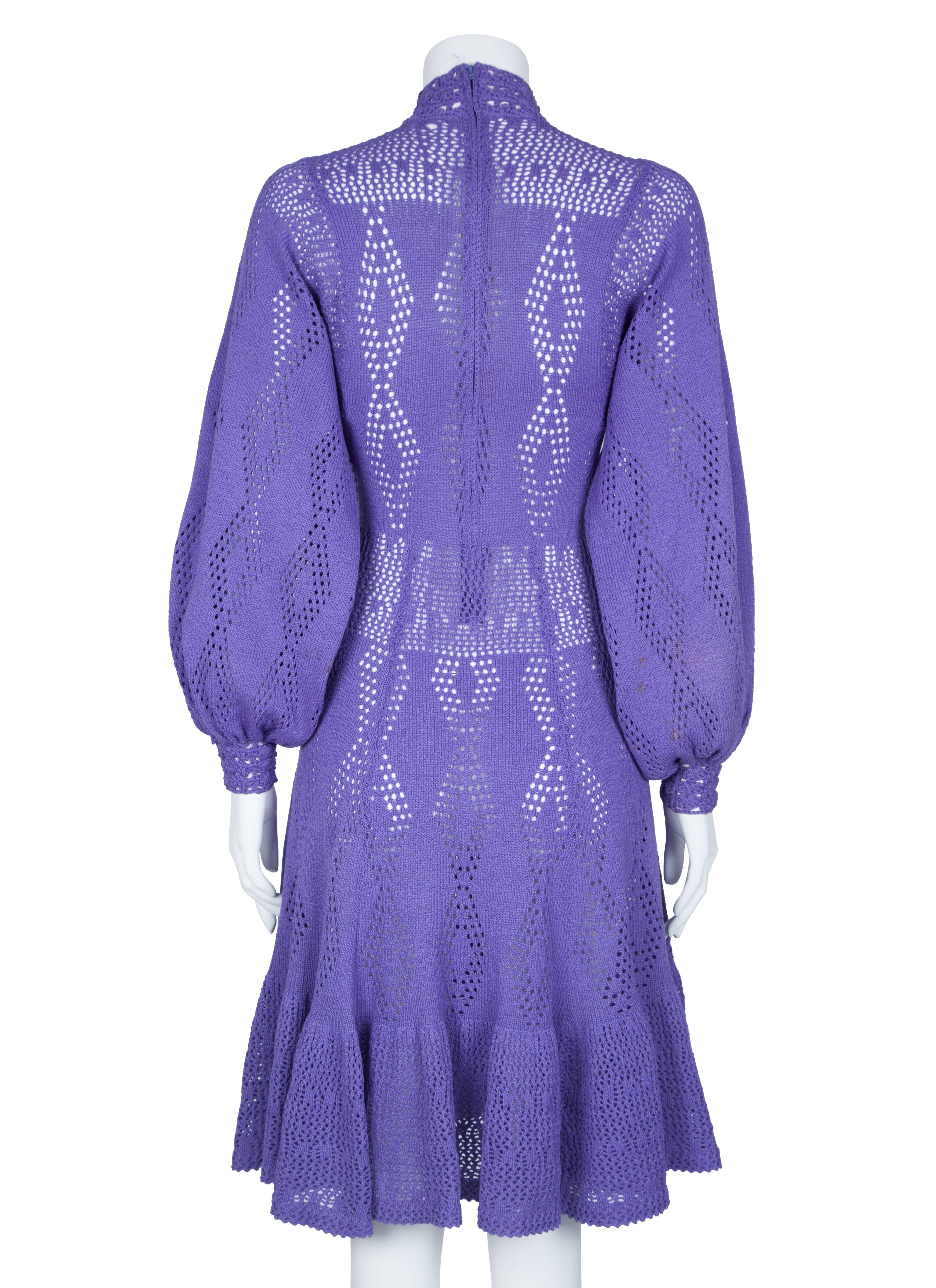 Women's 1970's St John Lilac Crochet Dress 